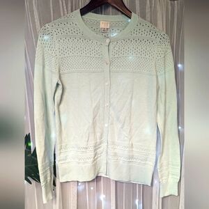 A New Day Mint Green Lightweight Pointelle Cardigan Size XSmall